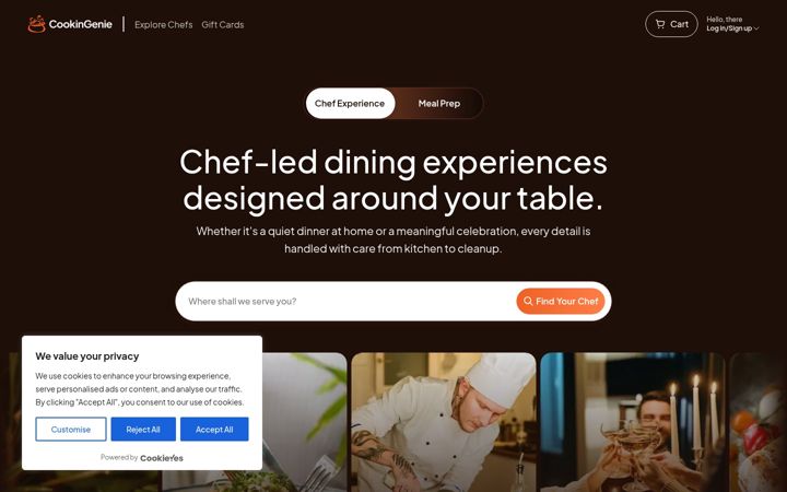 Screenshot of cookingenie.com