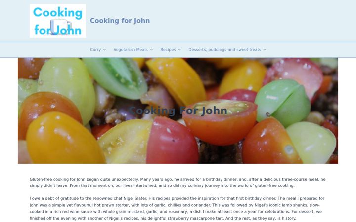 Posnetek zaslona cookingforjohn.co.uk