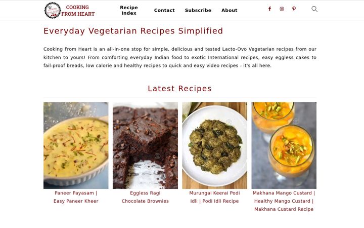 Screenshot of cookingfromheart.com