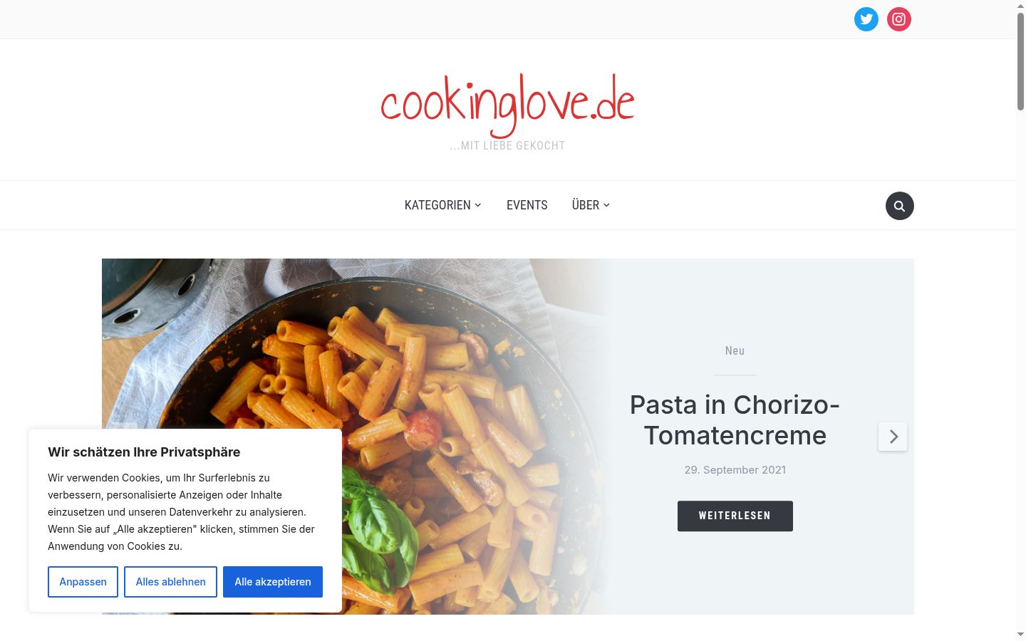 Screenshot del banner di consenso mostrato prima di qualsiasi interazione
