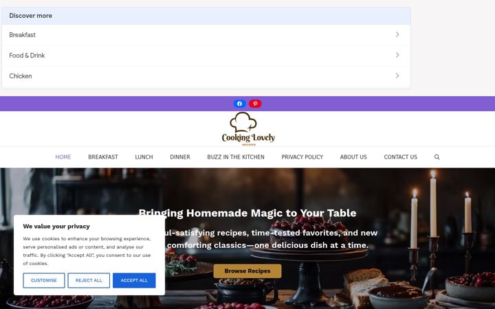 Screenshot of cookinglovely.com