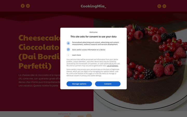 Captura de ecrã de cookingmia.it