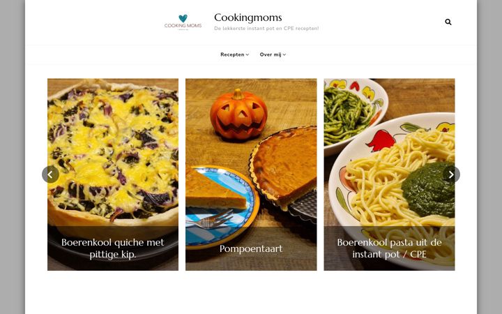 Kuvakaappaus sivustosta cookingmoms.nl