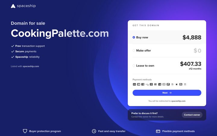 Screenshot of cookingpalette.com