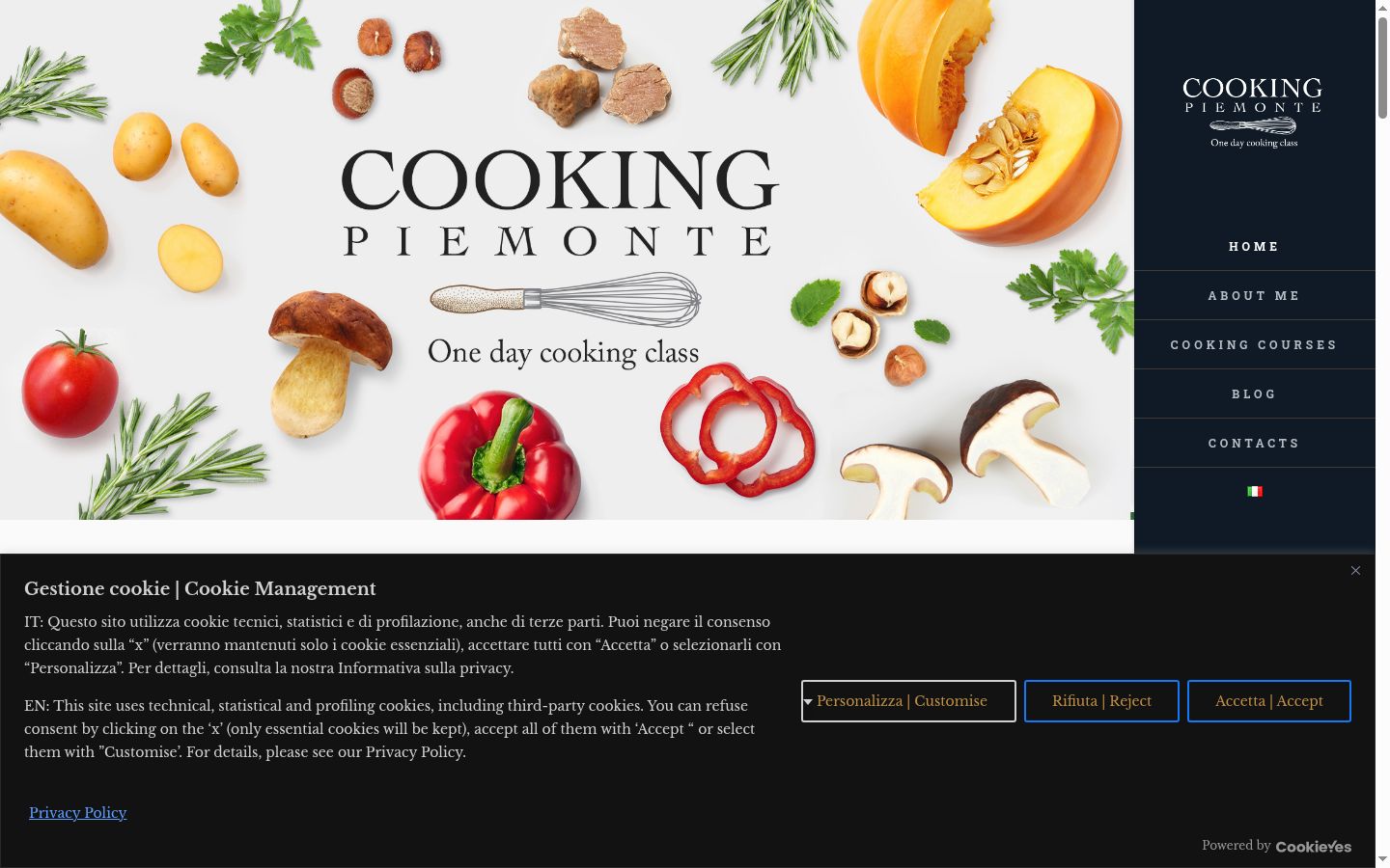 Screenshot del banner di consenso mostrato prima di qualsiasi interazione