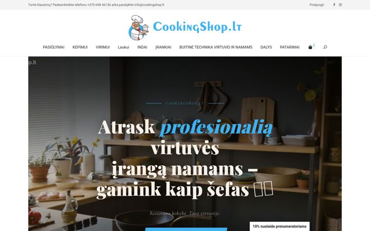 Screenshot di cookingshop.lt