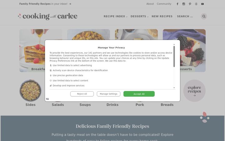 Screenshot of cookingwithcarlee.com