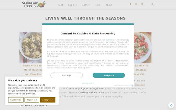 Screenshot of cookingwithourcsa.com
