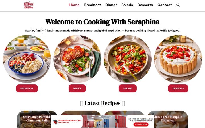 Screenshot of cookingwithseraphina.com