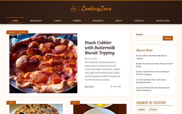 Screenshot of cookingzone.org