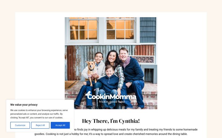 Screenshot of cookinmomma.com