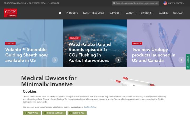 Screenshot of cookmedical.com