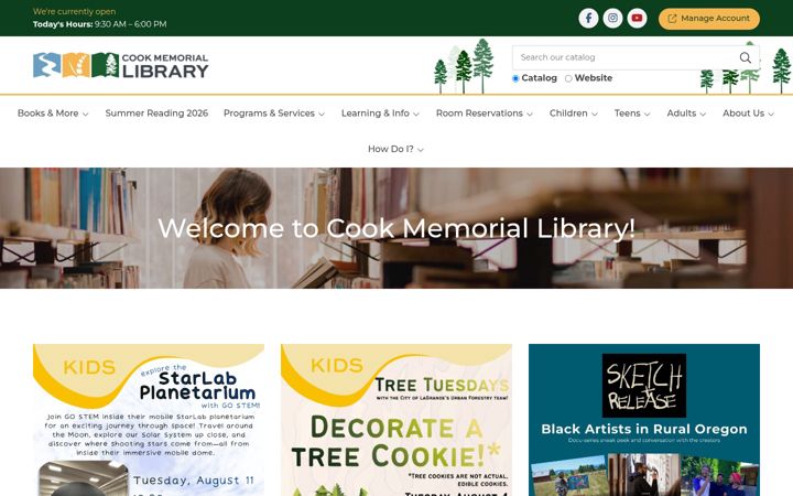Screenshot of cookmemoriallibrary.org