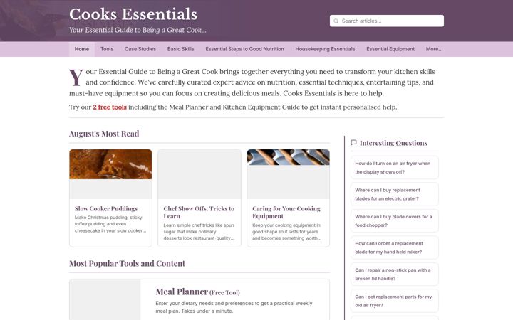 Posnetek zaslona cooksessentials.co.uk