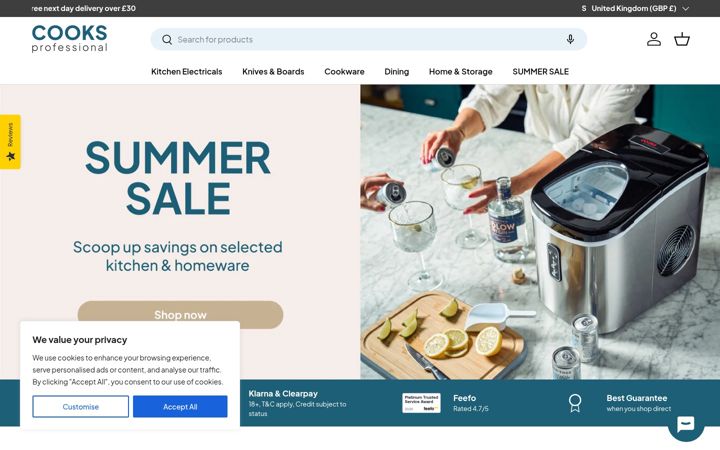 Screenshot van cooksprofessional.co.uk