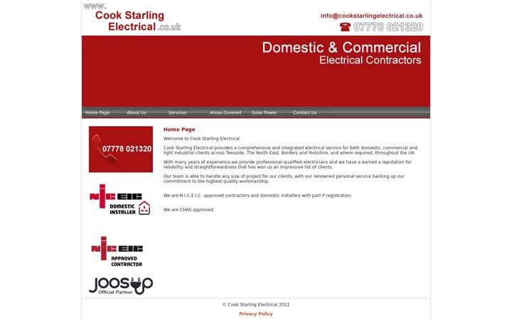Screenshot of cookstarlingelectrical.co.uk