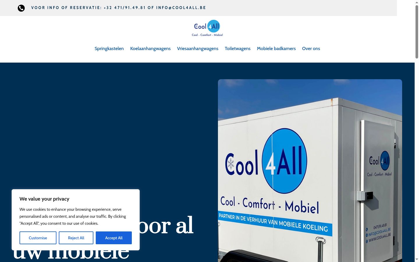 Screenshot des Einwilligungsbanners vor jeglicher Interaktion