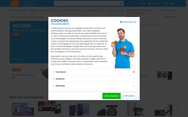 Snímek obrazovky coolblue.be