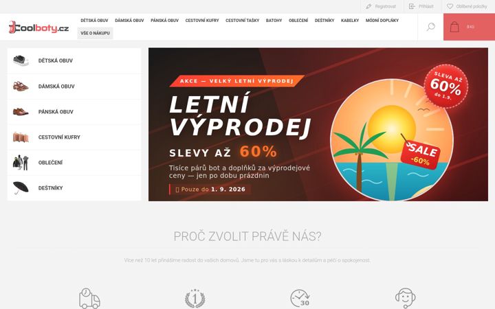 Screenshot van coolboty.cz