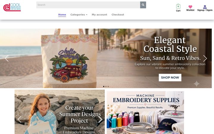 Screenshot of coolembroiderydesigns.com