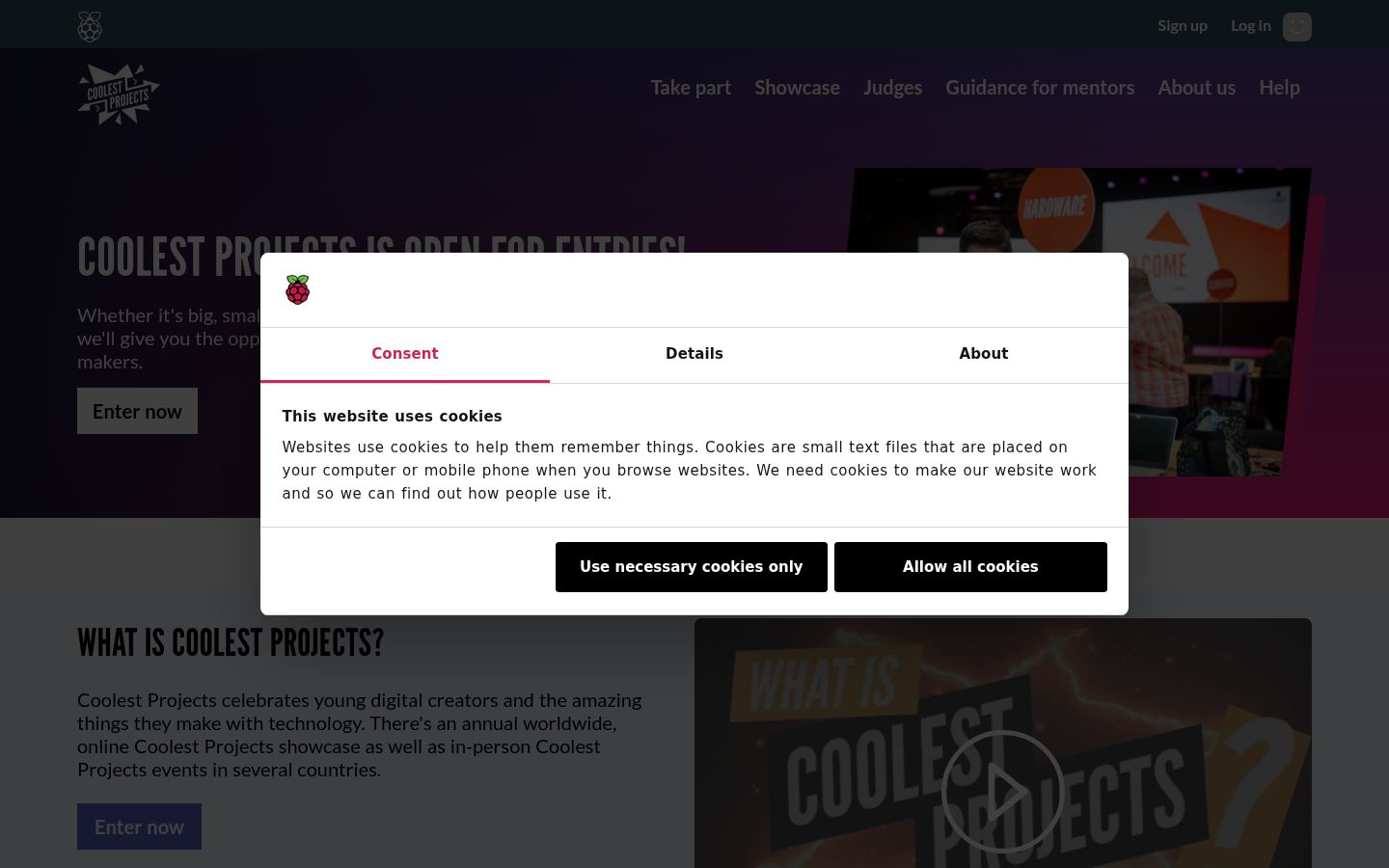 Screenshot van de toestemmingsbanner zoals getoond vóór enige interactie
