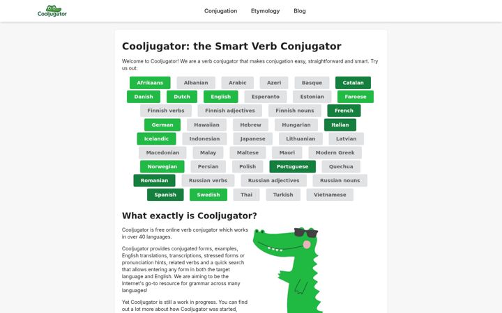 Screenshot von cooljugator.com