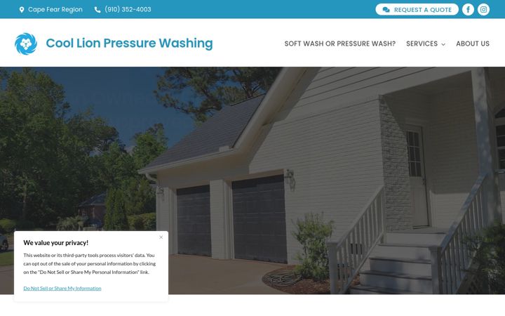 Screenshot of coollionpressurewashing.com