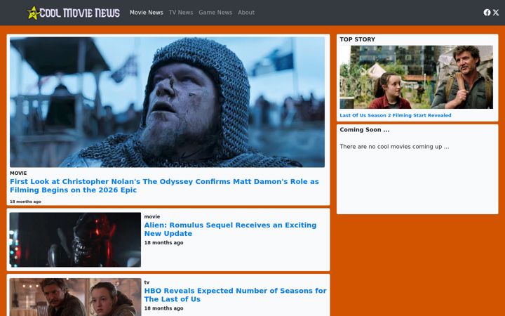 Screenshot of coolmovienews.com