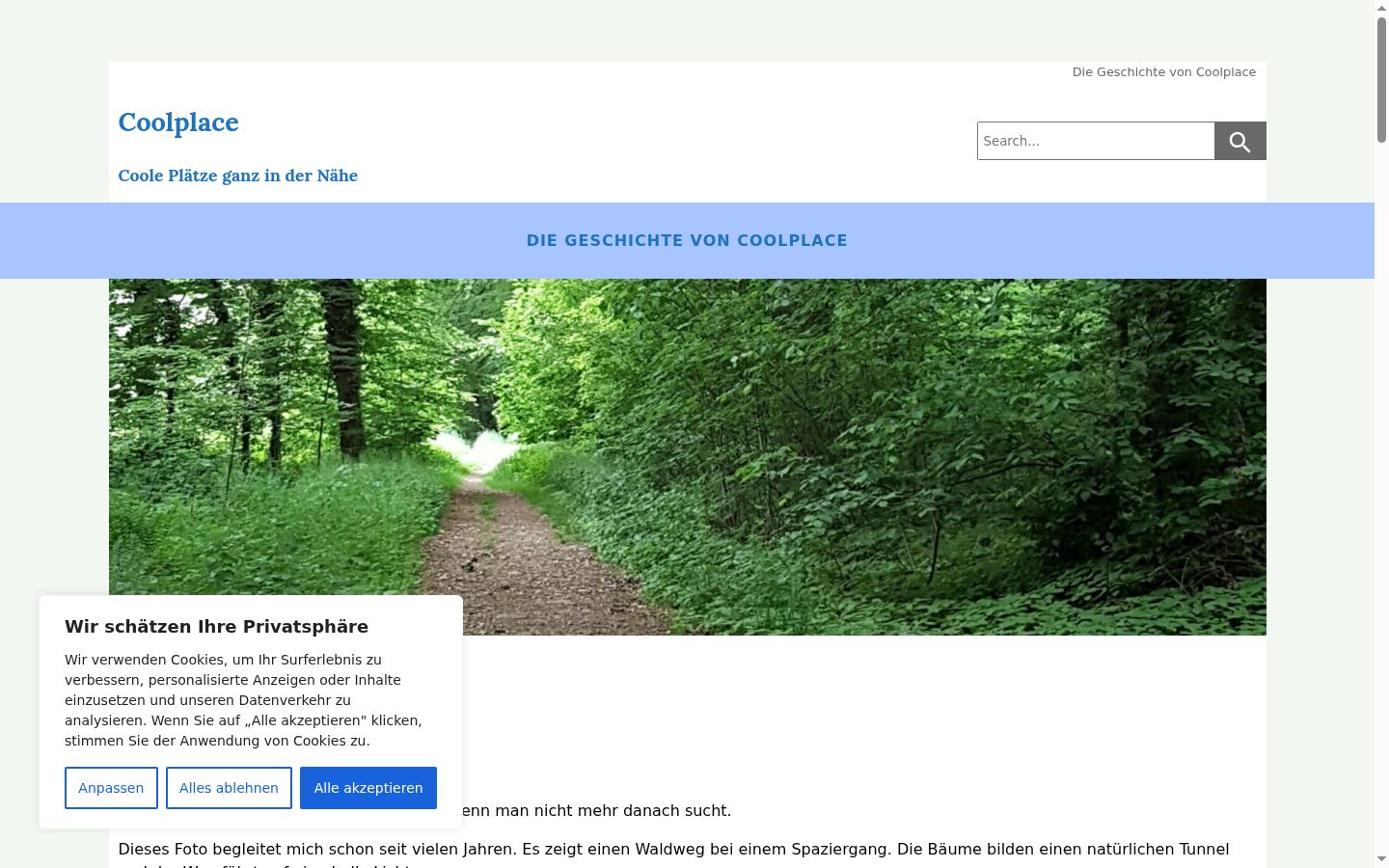 Screenshot des Einwilligungsbanners vor jeglicher Interaktion