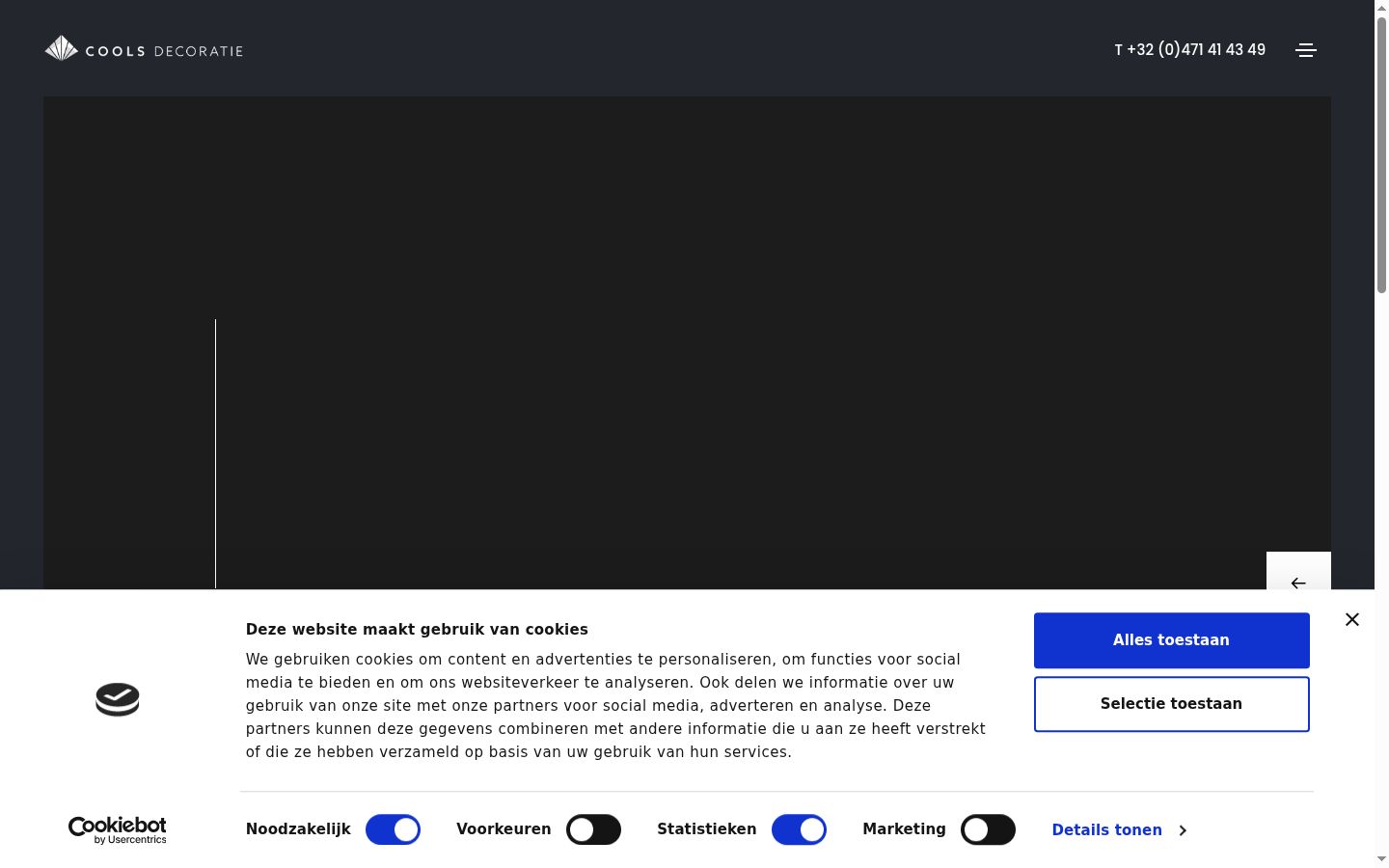 Screenshot des Einwilligungsbanners vor jeglicher Interaktion