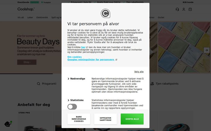 Screenshot of coolshop.no