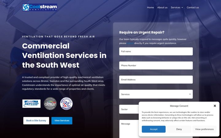 Screenshot of coolstreamventsw.co.uk