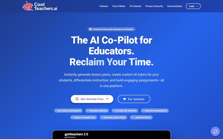 Skærmbillede af coolteachers.ai