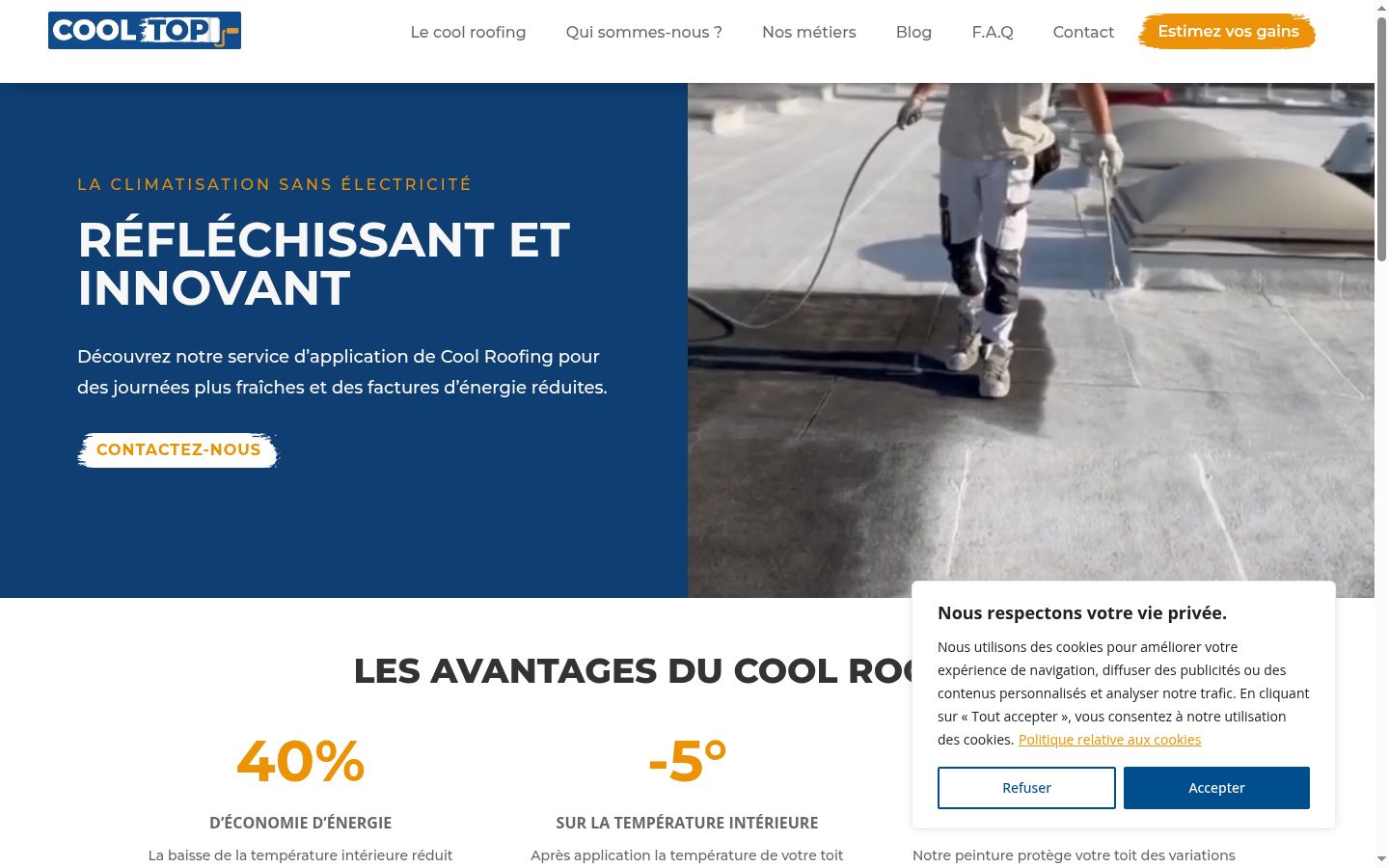 Capture d'écran de la bannière de consentement affichée avant toute interaction