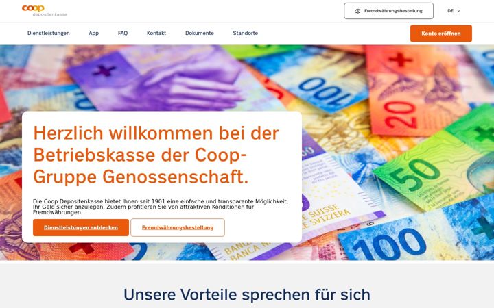 Screenshot of coop-depositenkasse.ch