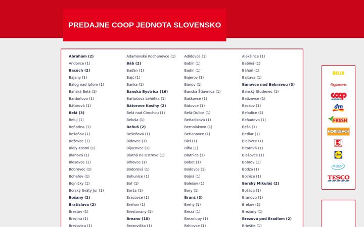 Screenshot of coop-predajne.sk