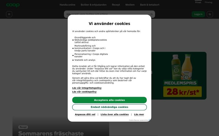 Screenshot stránky coop.se