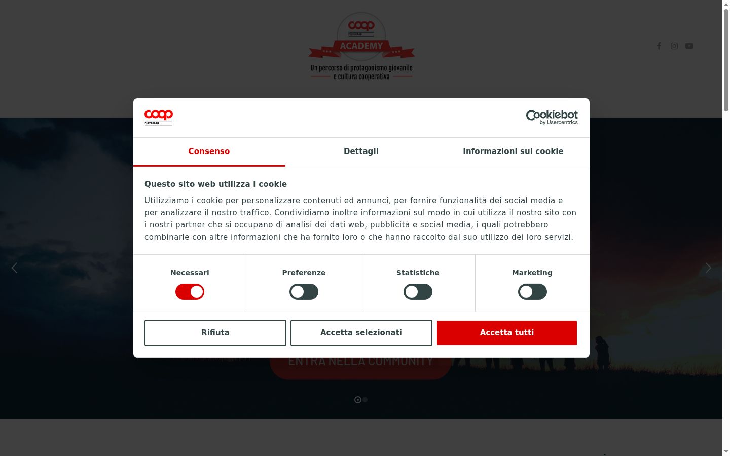 Screenshot of the consent banner shown before any interaction