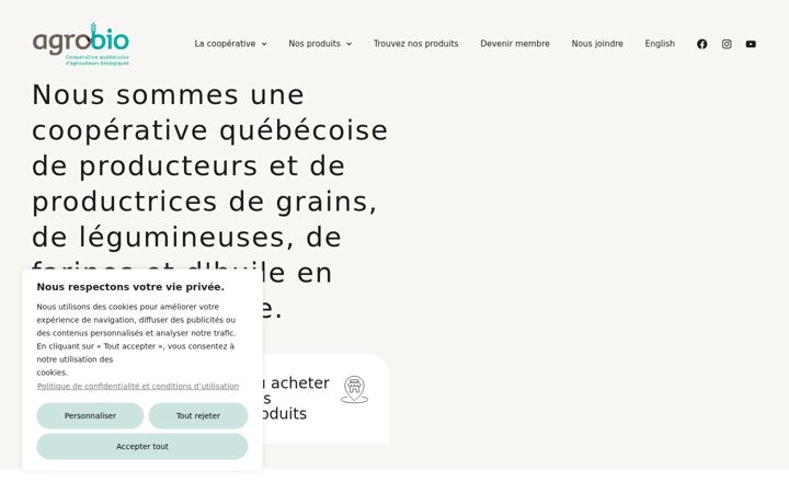 Screenshot of coopagrobioquebec.com