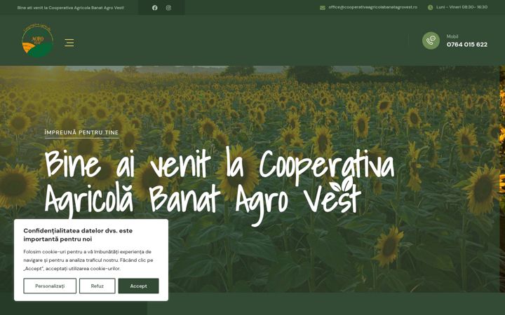 Screenshot of cooperativaagricolabanatagrovest.ro