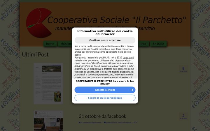 Kuvakaappaus sivustosta cooperativailparchetto.altervista.org