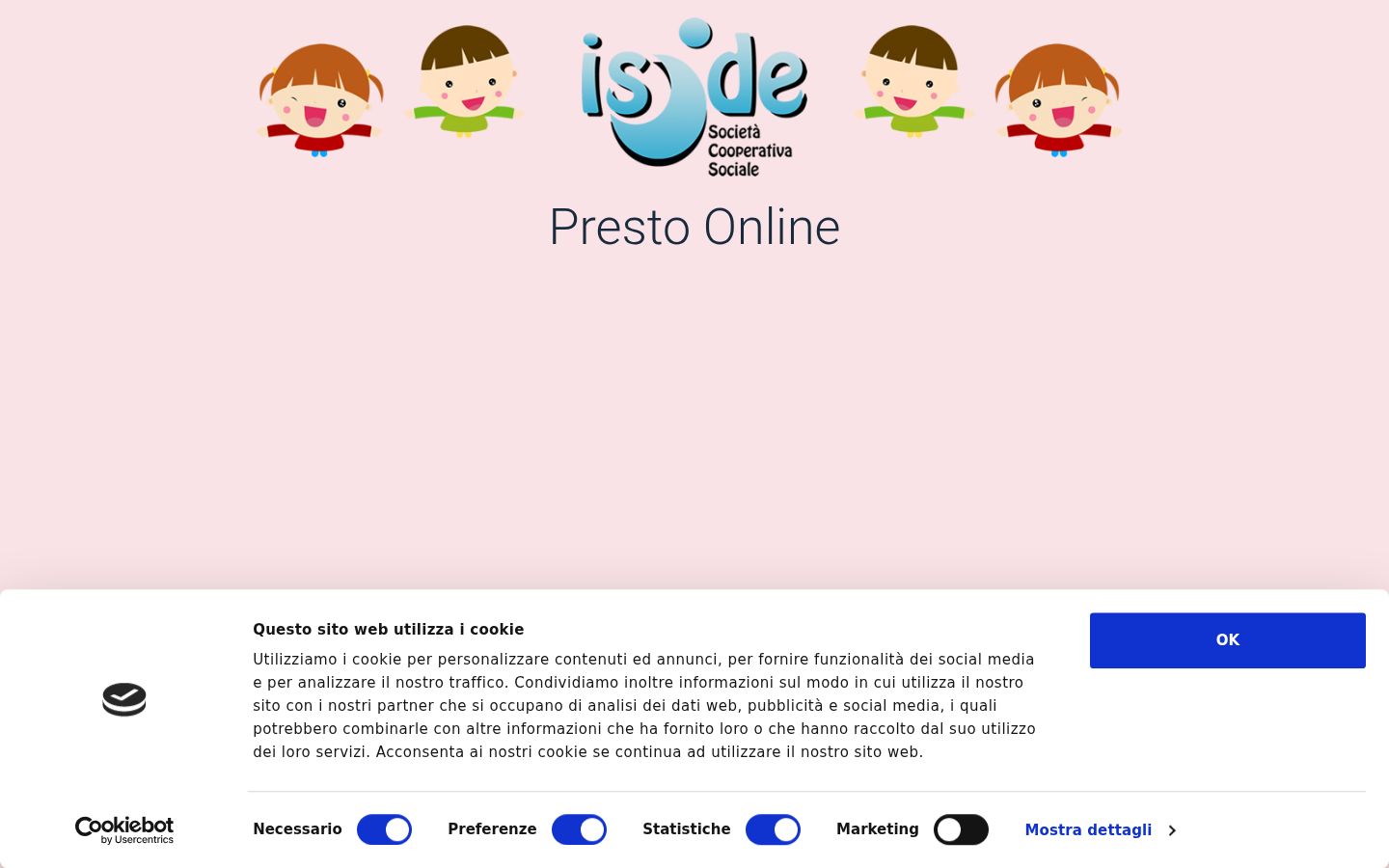 Screenshot del banner di consenso mostrato prima di qualsiasi interazione