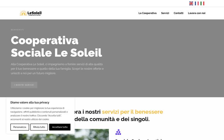 Screenshot stránky cooperativalesoleil.it
