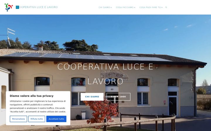 Screenshot stránky cooperativaluceelavoro.it