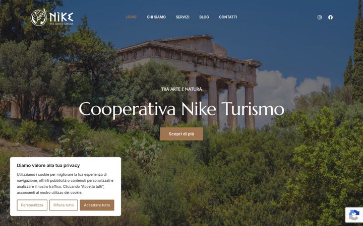 Screenshot stránky cooperativaniketurismo.it