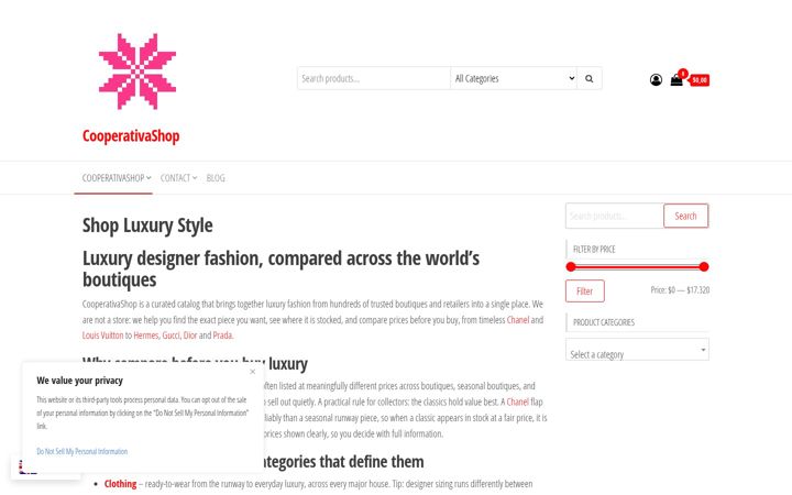 Screenshot of cooperativashop.com