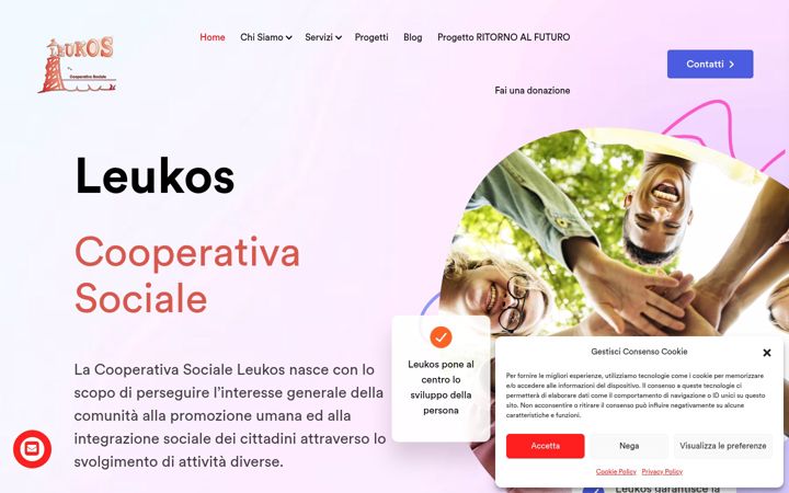 Captură de ecran a cooperativasocialeleukos.it