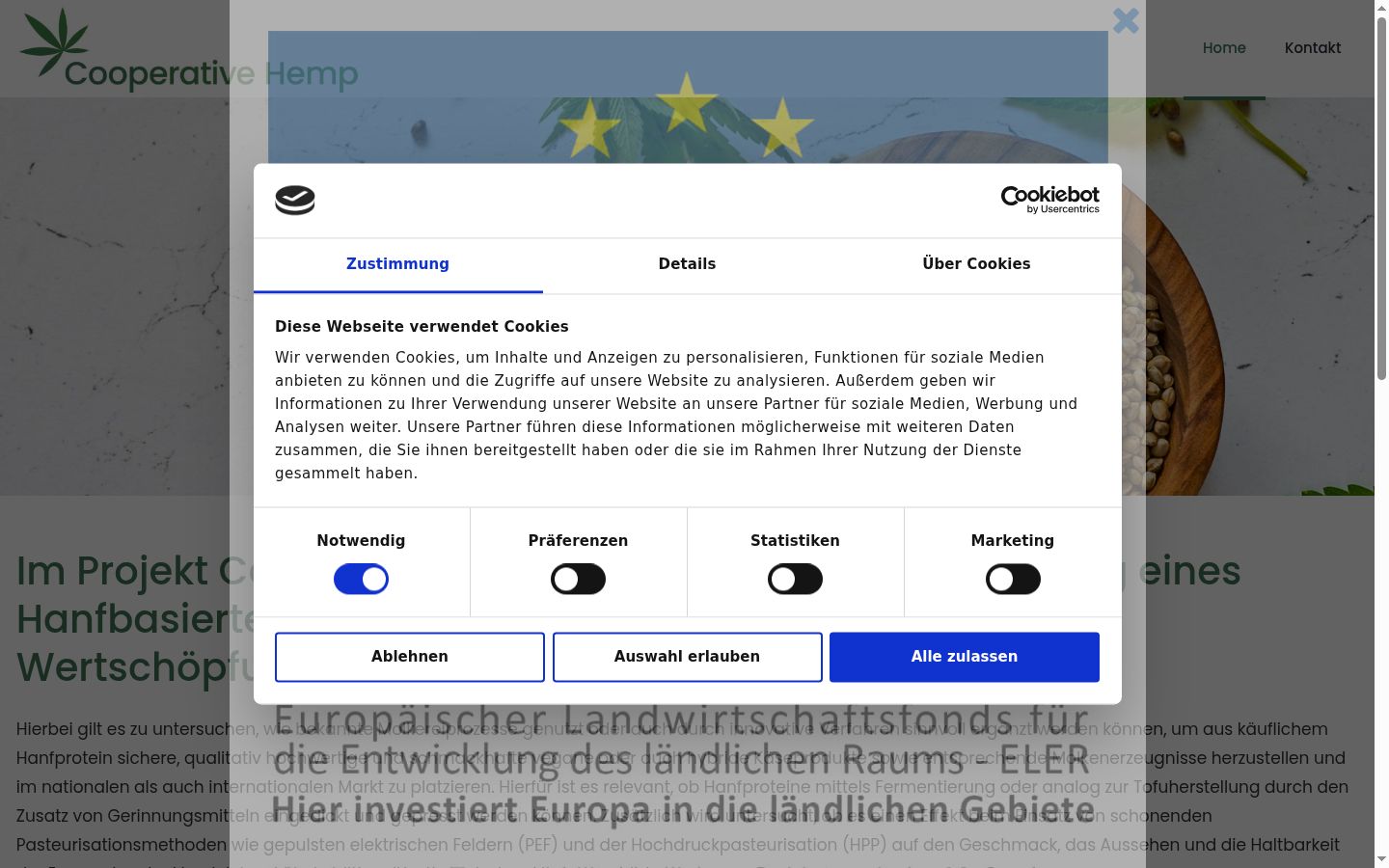 Screenshot tal-banner tal-kunsens muri qabel kwalunkwe interazzjoni