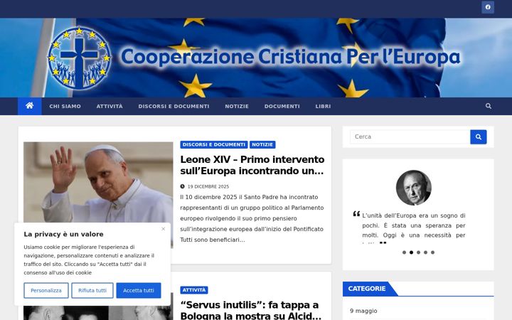 Skärmbild av cooperazionecristianaperleuropa.eu