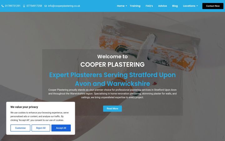 Screenshot of cooperplastering.co.uk